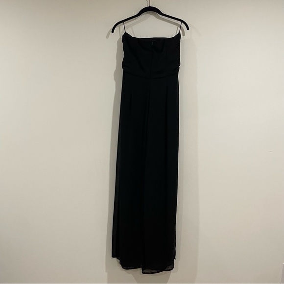 ASOS black tube top strapless jumpsuit sz US 6 sheer overlay pants layer boning - Picture 5 of 5